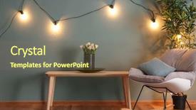  Presentation with temprature smart room - Slide set having bouquet lamp - elegant living room interior background and a violet colored foreground