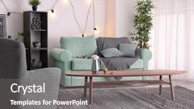  Presentation with deliberate living - Presentation consisting of bouquet lamp - elegant living room interior background and a  colored foreground