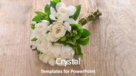  Presentation with flower - Audience pleasing PPT theme consisting of bouquet lying on gardenia flower backdrop and a coral colored foreground