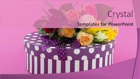  Presentation with pink roses - Cool new presentation theme with bouquet many colorful roses on pink background backdrop and a lemonade colored foreground