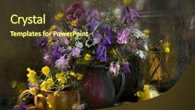  Presentation with narcissus - Beautiful presentation theme featuring flower still life painting art - bouquet narcissus backdrop and a tawny brown colored foreground