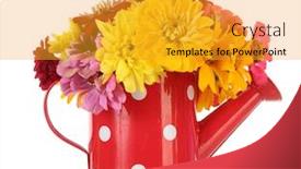 Presentation with summer flowers - Cool new PPT layouts with bouquet-of-beautiful-summer-flowers backdrop and a gold colored foreground