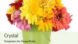  Presentation with summer flowers - Cool new presentation theme with bouquet-of-beautiful-summer-flowers backdrop and a yellow colored foreground
