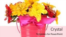  Presentation with summer flowers - Presentation theme having bouquet-of-beautiful-summer-flowers background and a coral colored foreground