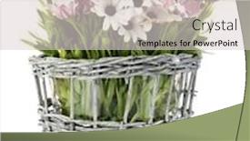  Presentation with flowers vase - Presentation design having bouquet of beautiful summer flowers in wicker vase isolated on white background and a lemonade colored foreground