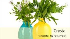  Presentation with summer flowers - Slide deck featuring bouquet of beautiful summer flowers in color vases isolated on white background and a blonde colored foreground