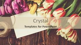  Presentation with rustic - PPT theme consisting of bouquet of colorful tulips on rustic wooden board easter decoration background and a lemonade colored foreground