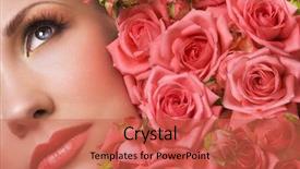  Presentation with coral - Presentation theme featuring bouquet of coral rose background and a red colored foreground
