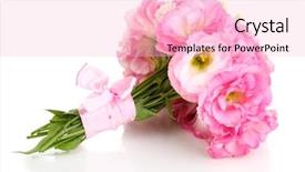  Presentation with white flowers - Beautiful presentation theme featuring bouquet of eustoma flowers isolated backdrop and a  colored foreground