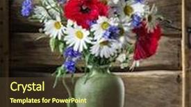  Presentation with flowers vase - Colorful PPT theme enhanced with bouquet of field flowers in the vase on the wooden table backdrop and a tawny brown colored foreground