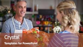  Presentation with customer verification - PPT theme with bouquet of flower to customer background and a tawny brown colored foreground