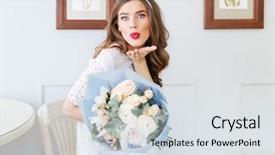  Presentation with cute - Amazing slide deck having bouquet of flowers and sending backdrop and a sky blue colored foreground