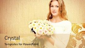  Presentation with beautiful flowers border floral design - Slide deck featuring bouquet of flowers in classic background and a yellow colored foreground