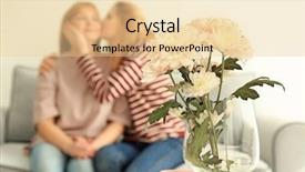  Presentation with blurred flowers - Slide deck featuring bouquet of flowers in vase and blurred women on background background and a lemonade colored foreground