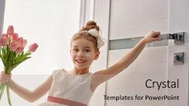  Presentation with valentine wedding border - Cool new PPT layouts with sweet child girl with bouquet backdrop and a mint green colored foreground