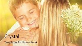  Presentation with mother son flowers - Presentation design featuring bouquet of flowers outdoors happy background and a yellow colored foreground