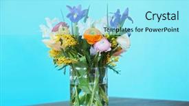  Presentation with flowers vase - Beautiful PPT theme featuring bouquet of fresh flowers in a glass vase backdrop and a arctic colored foreground