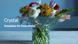  Presentation with flowers vase - Amazing PPT layouts having bouquet-of-fresh-flowers backdrop and a teal colored foreground