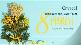  Presentation with spring - Slide deck with bouquet-of-fresh-spring-blooming background and a cool aqua colored foreground