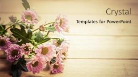  Presentation with rustic spring - Presentation theme with bouquet of fresh spring flowers on rustic wood place for text on valentine's day mother's day etc vintage background and a lemonade colored foreground