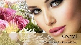  Presentation with pretty girl - Cool new theme with bouquet of fresh spting flower backdrop and a coral colored foreground