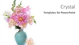  Presentation with flowers vase - Cool new PPT theme with bouquet-of-garden-pink-flowers backdrop and a white colored foreground