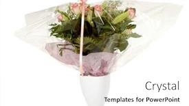  Presentation with flowers vase - Colorful slide deck enhanced with bouquet of mixed flowers in vase taken on a white background backdrop and a white colored foreground