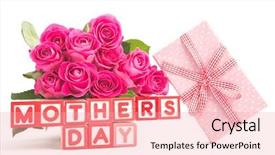  Presentation with pink roses - PPT theme enhanced with bouquet of pink roses background and a coral colored foreground