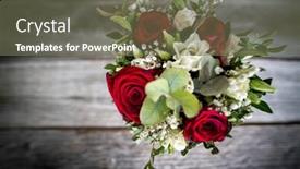  Presentation with anniversary - Audience pleasing presentation theme consisting of bouquet-of-red-and-white backdrop and a violet colored foreground