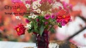  Presentation with flowers vase - Slide set with bouquet-of-red-and-white background and a red colored foreground