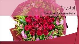  Presentation with white wedding - Presentation theme consisting of bouquet-of-red-rose-flowers background and a  colored foreground