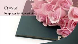  Presentation with diary - Presentation theme enhanced with bouquet of roses on a diary sketchbook background and a coral colored foreground
