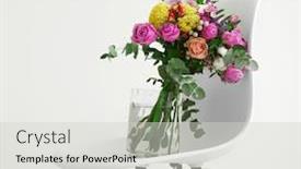  Presentation with roses - Colorful slide deck enhanced with bouquet of roses on a white chair in room backdrop and a light gray colored foreground