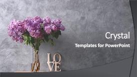  Presentation with purple spring - PPT theme consisting of bouquet of spring flowers background and a gray colored foreground