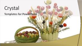  Presentation with melon - Amazing slides having bouquet of various vegetables backdrop and a sky blue colored foreground