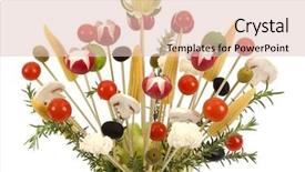  Presentation with melon - Beautiful PPT theme featuring bouquet of various vegetables backdrop and a lemonade colored foreground