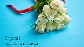  Presentation with red white blue - Presentation theme enhanced with bouquet-of-white-roses background and a cyan colored foreground