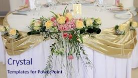  Presentation with wedding - Presentation theme with bouquet on the wedding table background and a lemonade colored foreground