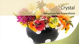  Presentation with flowers vase - PPT layouts having bouquet summer garden flowers in black vase isolated over white background background and a blonde colored foreground