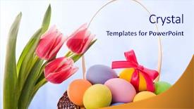  Presentation with easter basket - Beautiful slides featuring bouquet with basket of easter backdrop and a  colored foreground