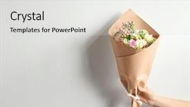  Presentation with bud - Beautiful slide set featuring bouquet with freesia on light backdrop and a light gray colored foreground