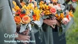  Presentation with red blue yellow - Audience pleasing presentation consisting of bouquets of flowers with yellow backdrop and a ocean colored foreground
