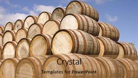  Presentation with bourbon - Presentation design having bourbon barrels at a distillery background and a coral colored foreground