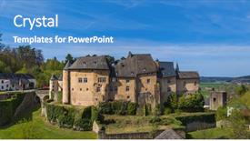  Presentation with luxembourg - Slide set with bourglinster castle in luxembourg - architecture background and a teal colored foreground