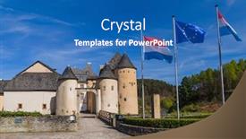  Presentation with luxembourg - Beautiful PPT theme featuring bourglinster-castle-in-luxembourg-architecture backdrop and a ocean colored foreground