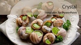  Presentation with snail - Slide set with bourguignonne snail au gratin background and a coral colored foreground