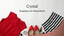  Presentation with cosmetics - Amazing slide deck having boutique - set of stylish clothes backdrop and a white colored foreground