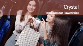  Presentation with credit card - Colorful presentation theme enhanced with boutique consultant - pretty women pay with credit backdrop and a red colored foreground