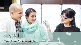  Presentation with customers - Slide set featuring boutique consultant - sales assistant in jewelry shop background and a soft green colored foreground