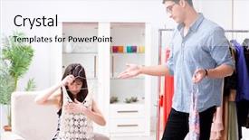  Presentation with helping - Amazing slide deck having boutique consultant - shop assistant helping woman backdrop and a sky blue colored foreground